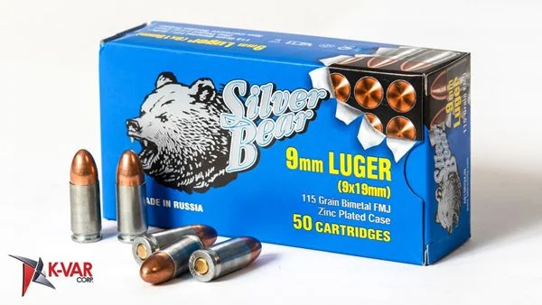 silver bear 9mm luger 115gr. fmj-rn zinc plated case 50-pk